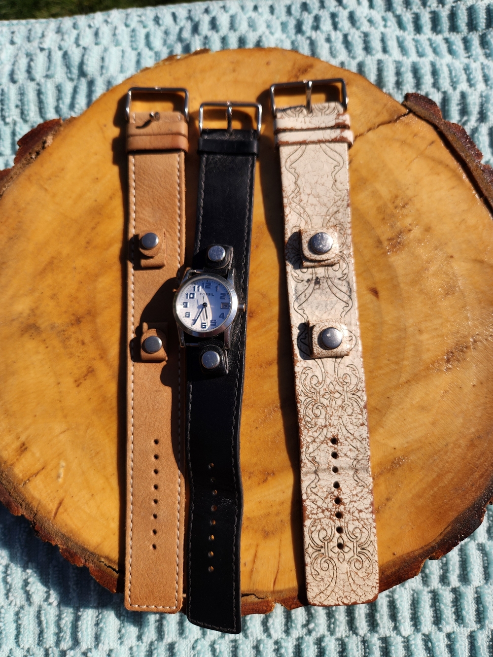 Fossil Cuff Watch Strap - Black, Tan, Cream